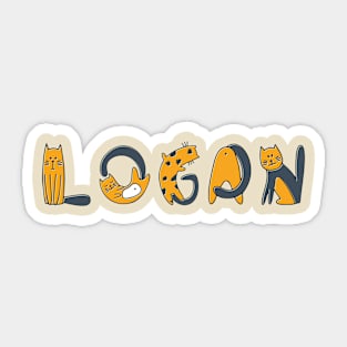 Logan | Girl Name | Cat Lover | Cat Illustration Sticker